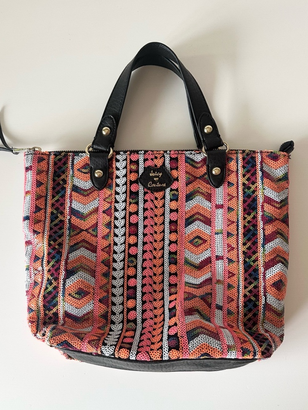 Juicy Couture Multi-Color Zig Zag Sequin Mini Tote Bag